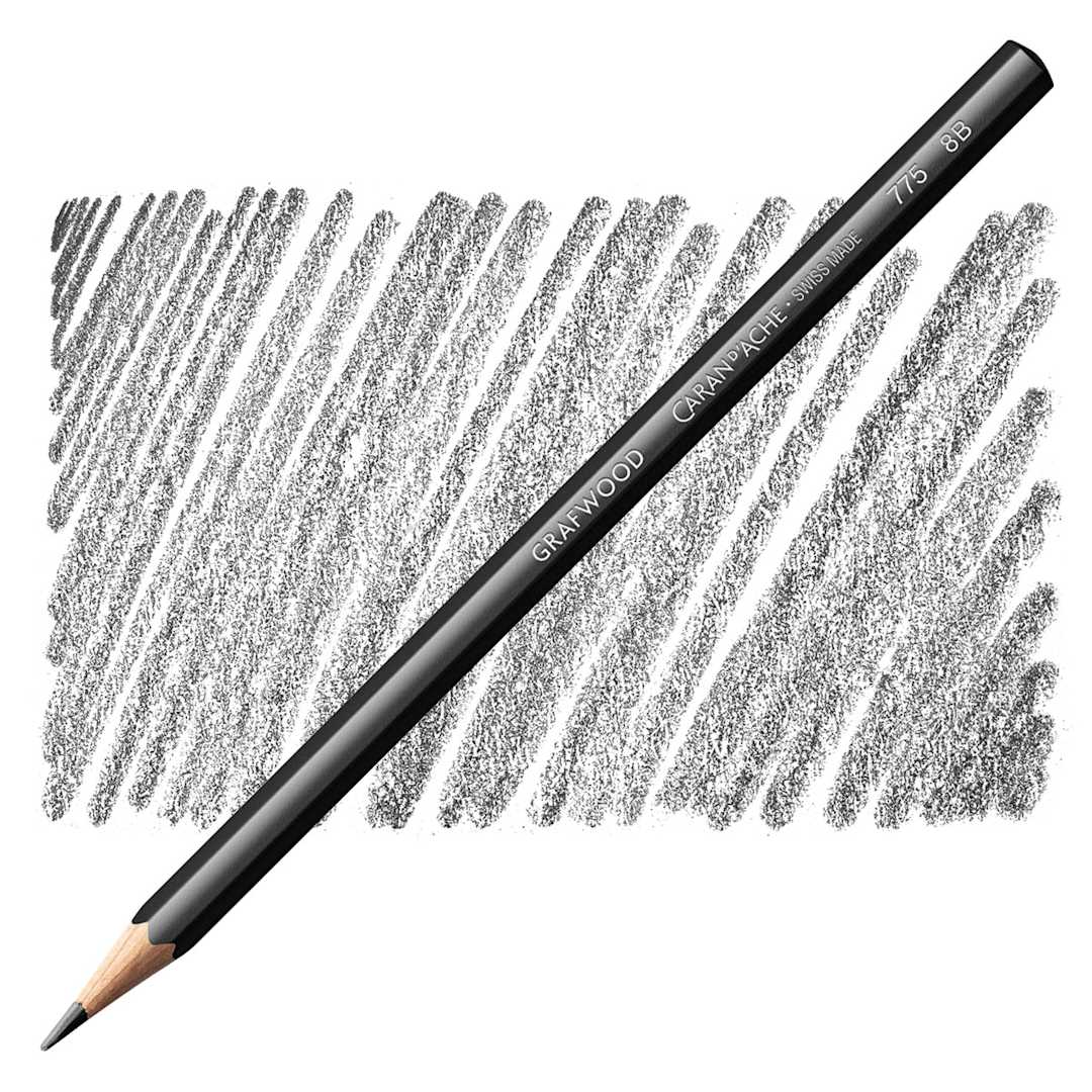 Open in modal - Caran d'Ache Grafwood Pencil - 8B pencil and swatch