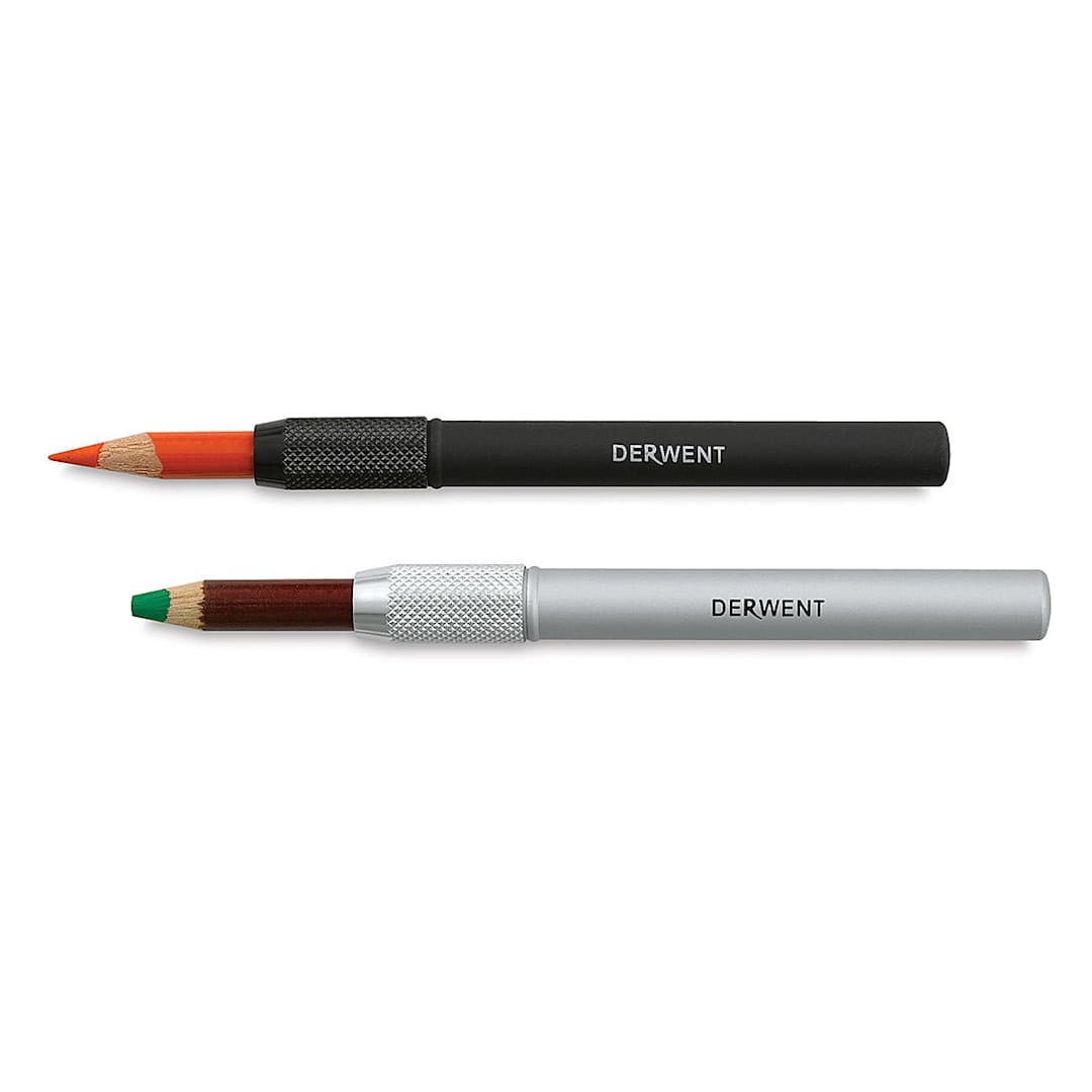 Open in modal - Pencil Extenders 2 Pack - Standard and Large size extenders shown horizontally with pencils