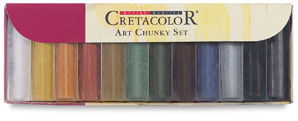 Open in modal - Cretacolor Chunky Charcoal Stick Sets - Set of 12 Assorted colors shown in clear package