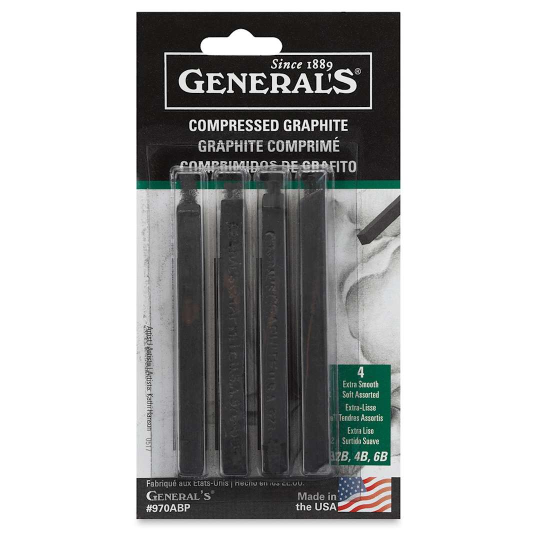 Open in modal - Assorted Graphite Sticks,- Front view of package of 4