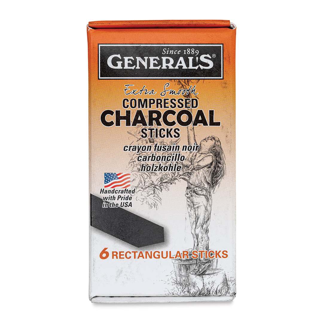 Open in modal - General’s Jumbo Compressed Charcoal - 2B, Box of 6 Sticks