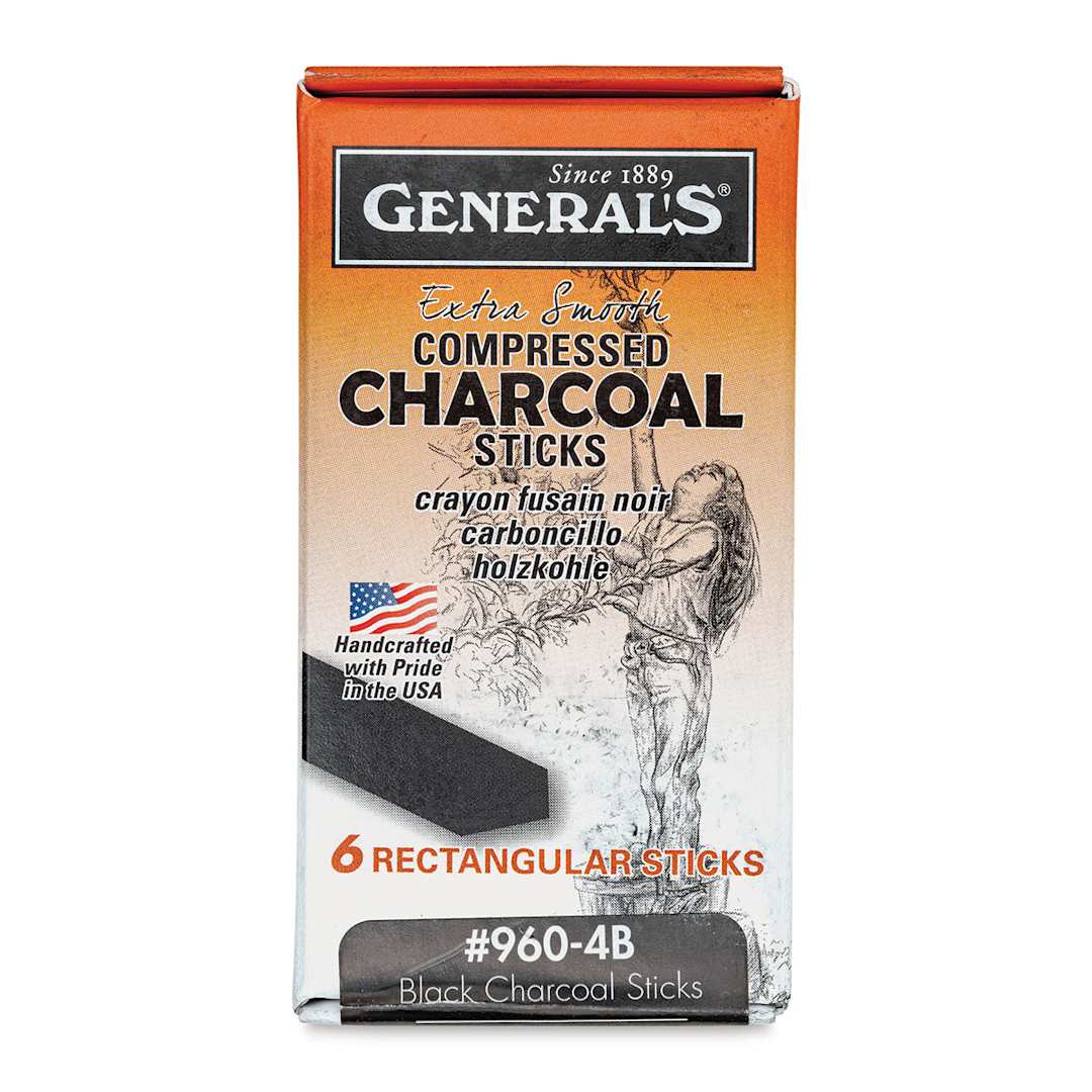 Open in modal - General’s Jumbo Compressed Charcoal - 4B, Box of 6 Sticks