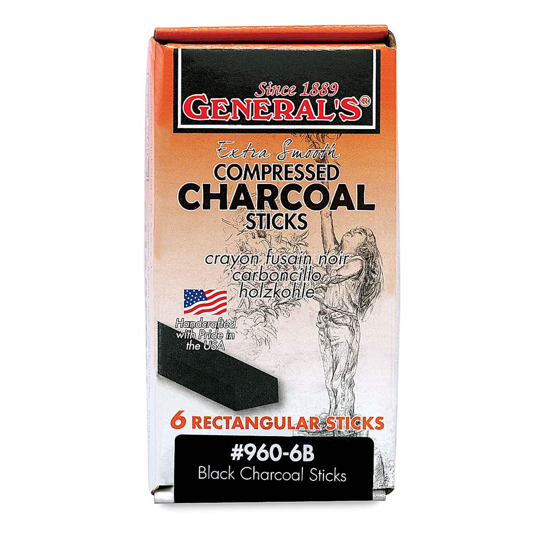 Open in modal - General’s Jumbo Compressed Charcoal - 6B, Box of 6 Sticks