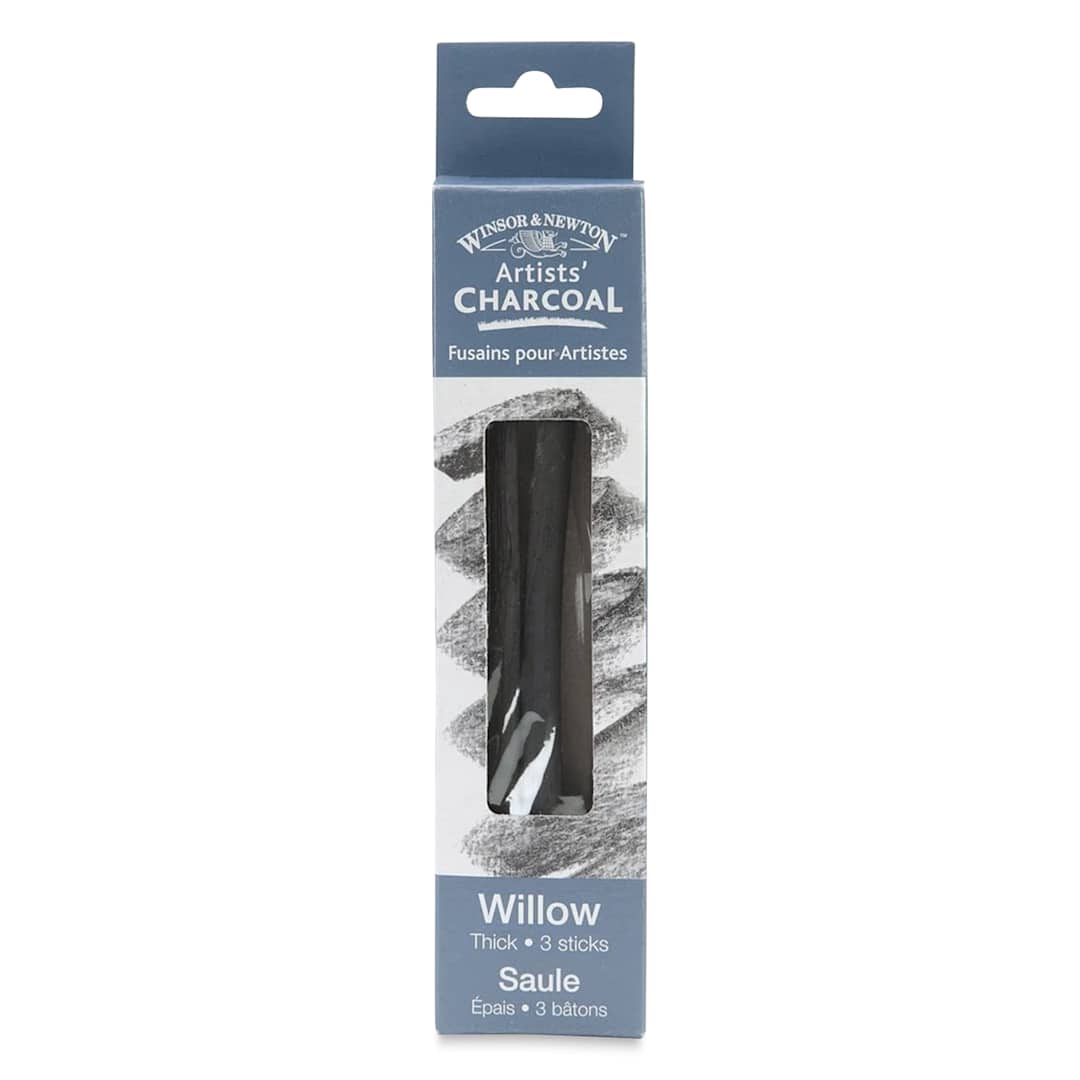 Open in modal - Winsor & Newton Willow Charcoal - Thick, Box of 3 (Front of packaging)
