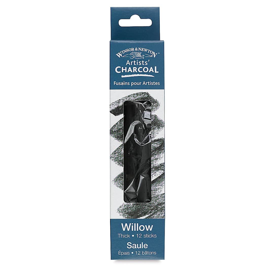 Open in modal - Winsor & Newton Willow Charcoal - Thick, Pkg of 12 (Front of packaging)