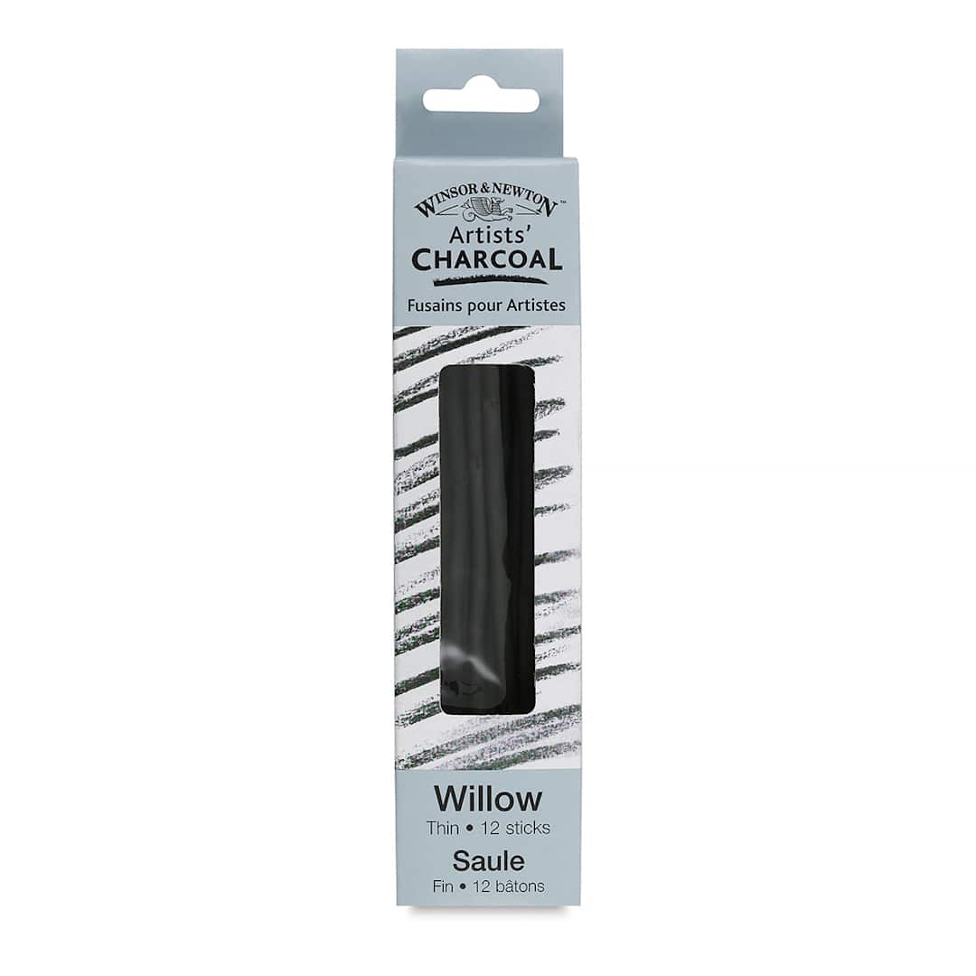 Open in modal - Winsor & Newton Willow Charcoal - Thin, Pack of 12 (front of packaging)