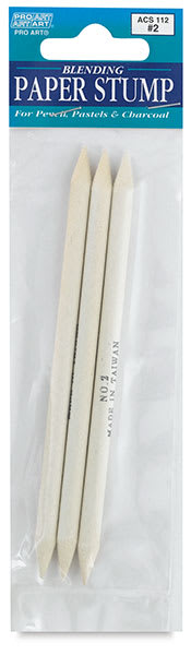 Open in modal - Pro Art Blending Paper Stumps - Front view of hanging package of 3 Paper Stumps