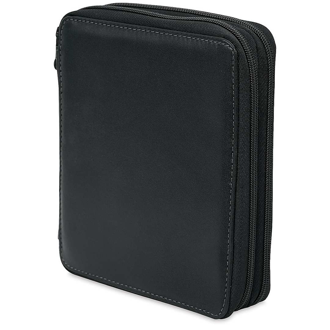 Open in modal - Speedball Classic Leather Pencil Case - Smooth Black, for 72 Pencils