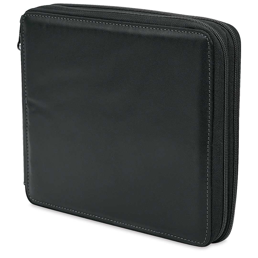 Open in modal - Speedball Classic Leather Pencil Case - Smooth Black, for 96 Pencils