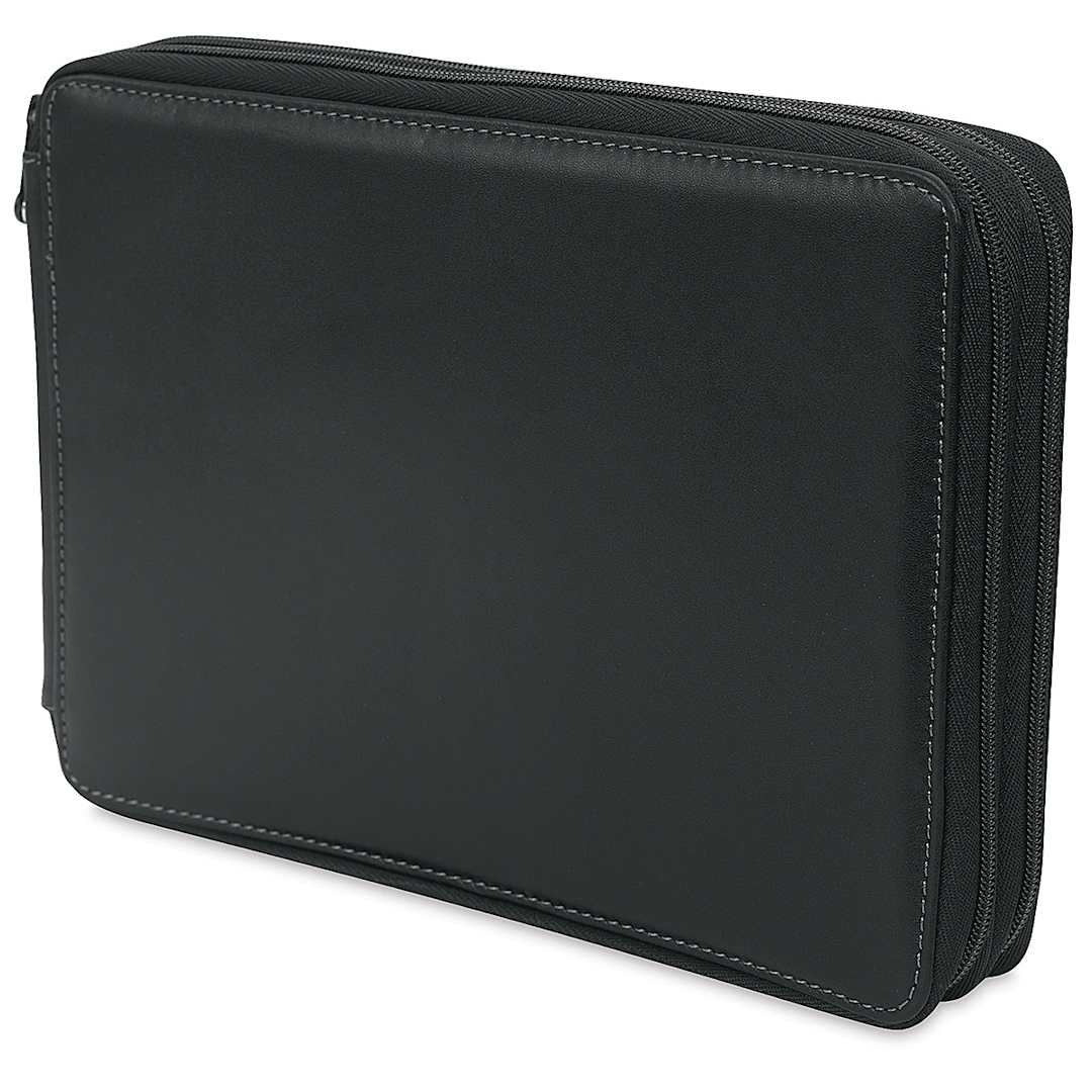 Open in modal - Speedball Classic Leather Pencil Case - Smooth Black, or 120 Pencils
