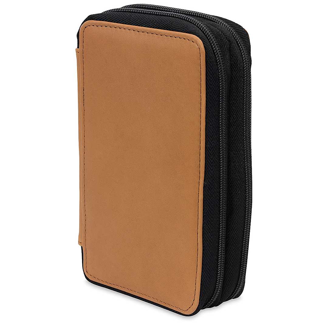 Open in modal - Speedball Classic Leather Pencil Case - Saddle Brown, for 48 Pencils