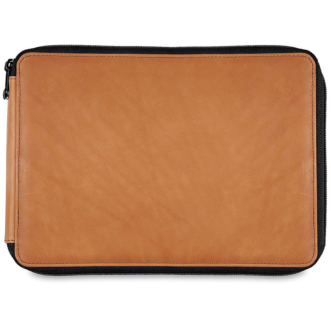 Open in modal - Speedball Classic Leather Pencil Case - Saddle Brown, for 120 Pencils