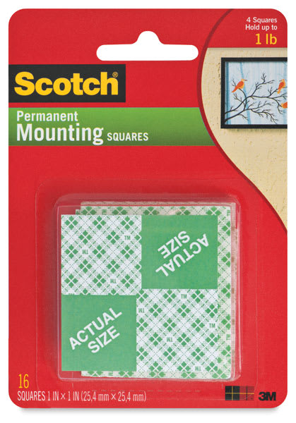 Open in modal - Scotch Permanent Mounting Squares - Front of blister package of 16 squares