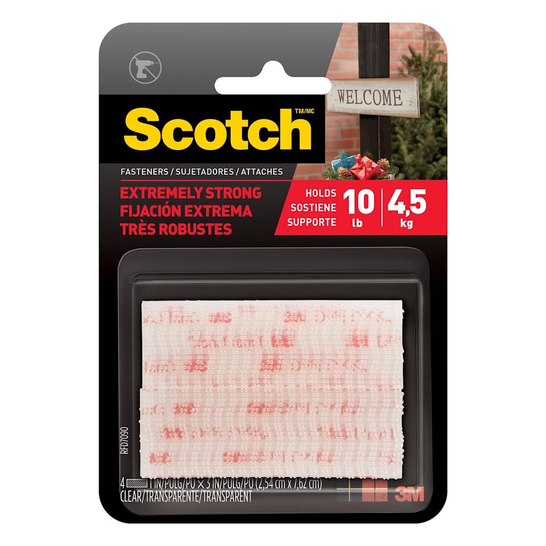 Open in modal - Scotch Heavy-Duty Fasteners Clear - 2 sets of 1" x 3" Strips - Peggable