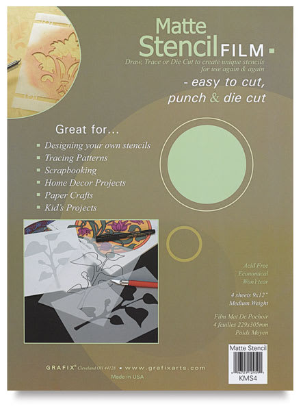 Open in modal - Grafix Stencil Film - Front of package of Medium Weight Matte Stencil Film