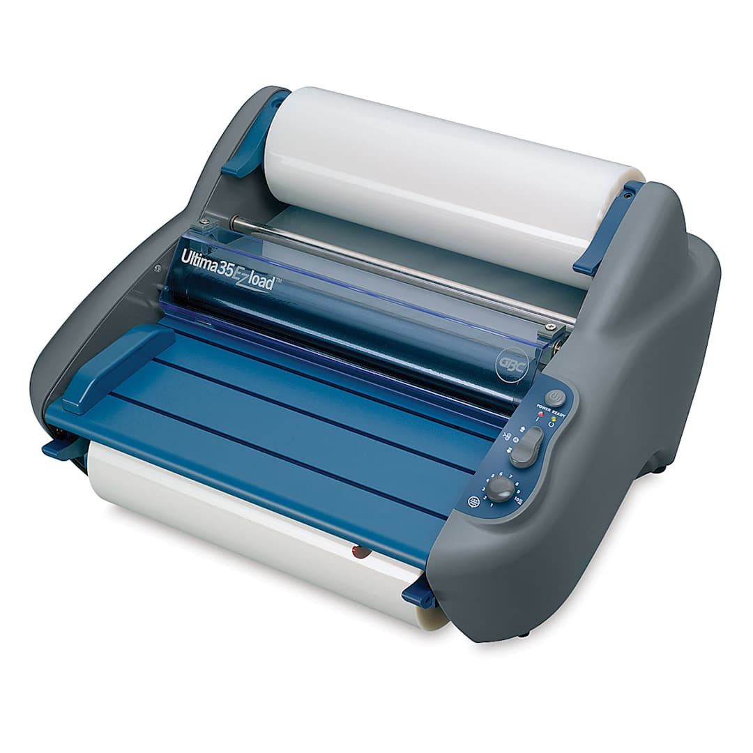Open in modal - Ultima 35 EZload Laminator - Right angle view of Laminator with film loaded