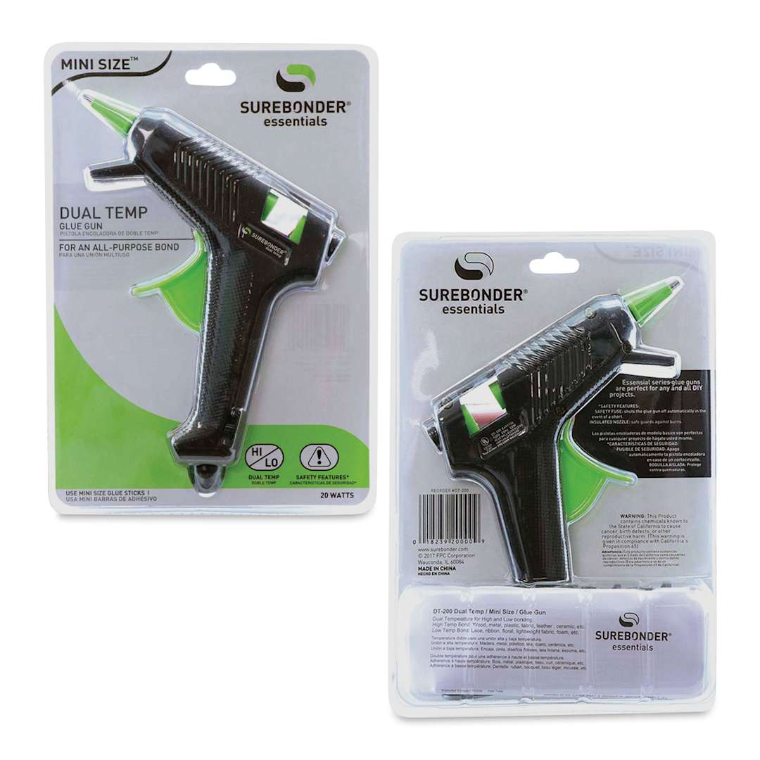 Open in modal - Surebonder Essentials Series Mini Dual Temp Glue Gun (Front and back of packaging)