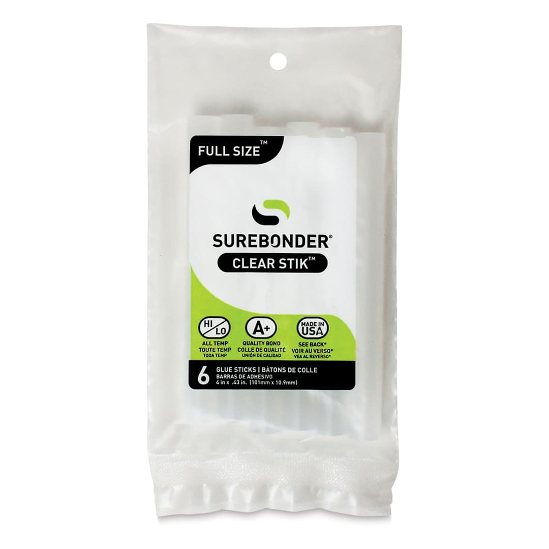 Open in modal - Surebonder Clear Stik Hot Glue Sticks - 7/16" x 4", Pkg of 6