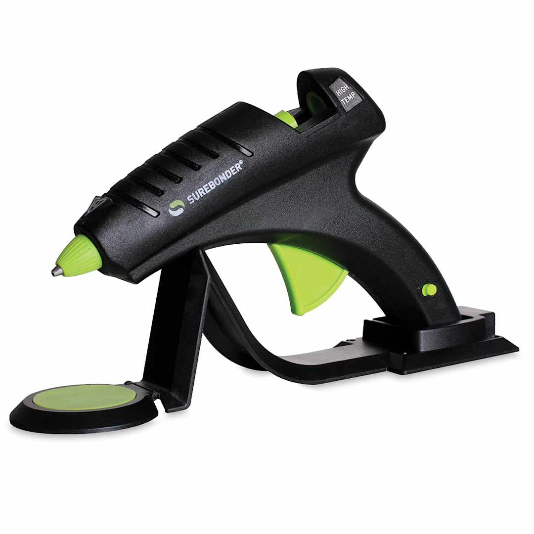 Open in modal - Surebonder Specialty Series Cordless Corded High Temp Glue Gun, resting on heating stand