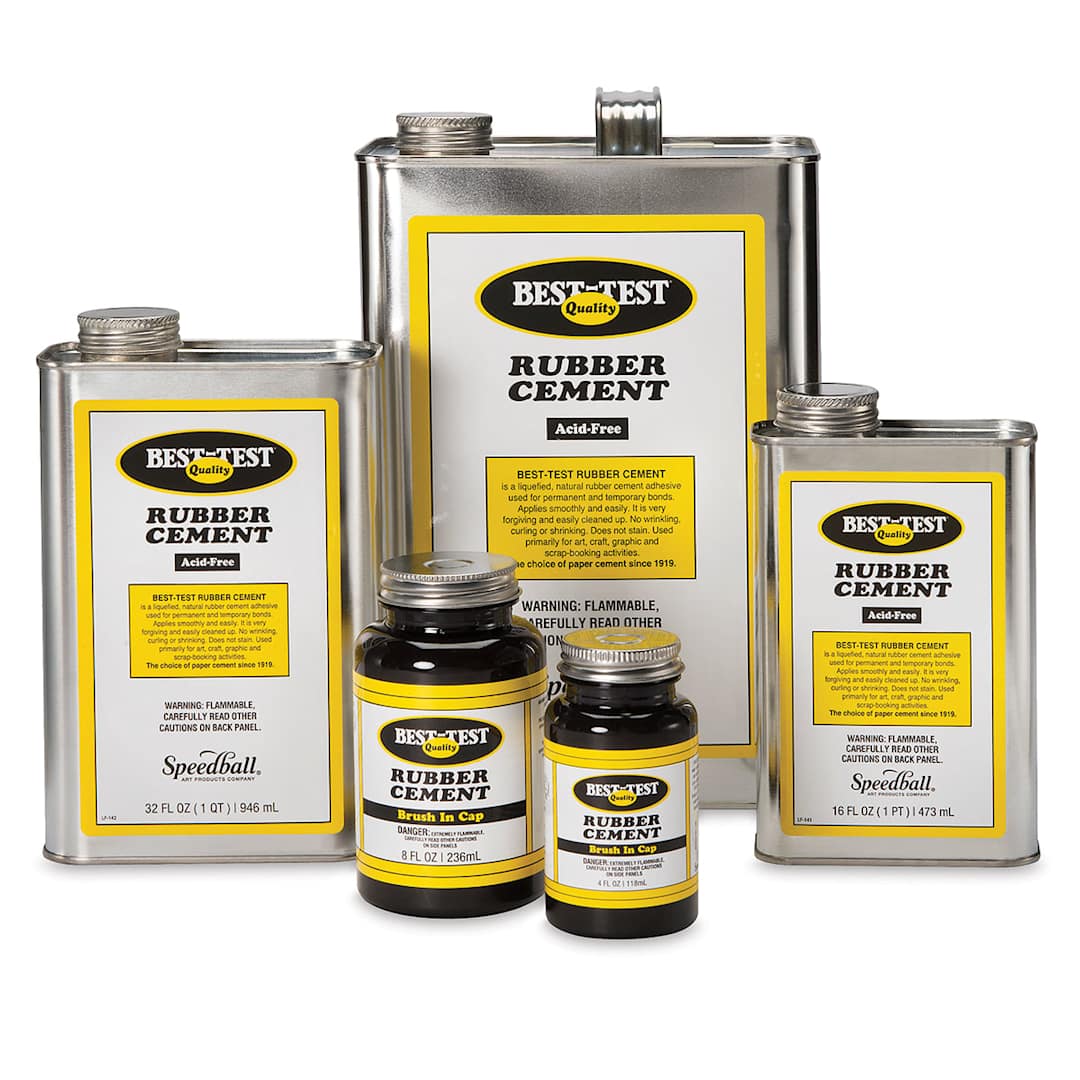 Open in modal - Best-Test Rubber Cement - Assortment of Cans and Jars shown