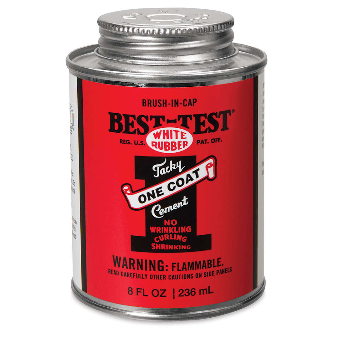 Open in modal - Best-Test One Coat Rubber Cement - Front of closed 8 oz can