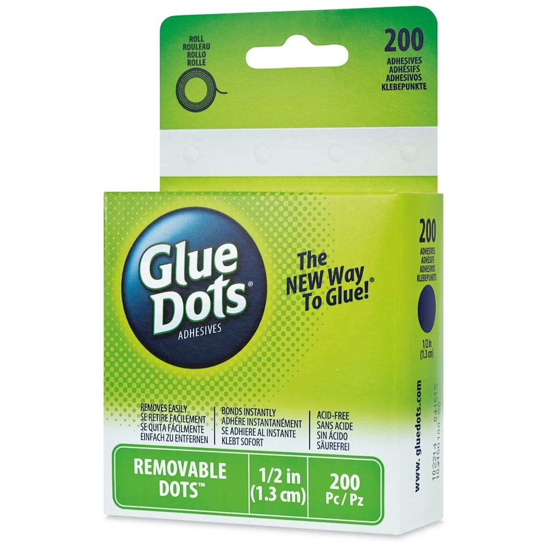 Open in modal - Glue Dots Removable Glue Dots - 1/2", Pkg of 200 (front of  box)
