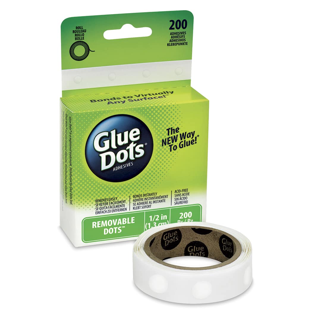 Open in modal - Glue Dots Removable Glue Dots - 1/2", Pkg of 200 (box and roll)