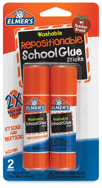 Open in modal - Repositionable Glue Sticks - Front of Blister Package of 2