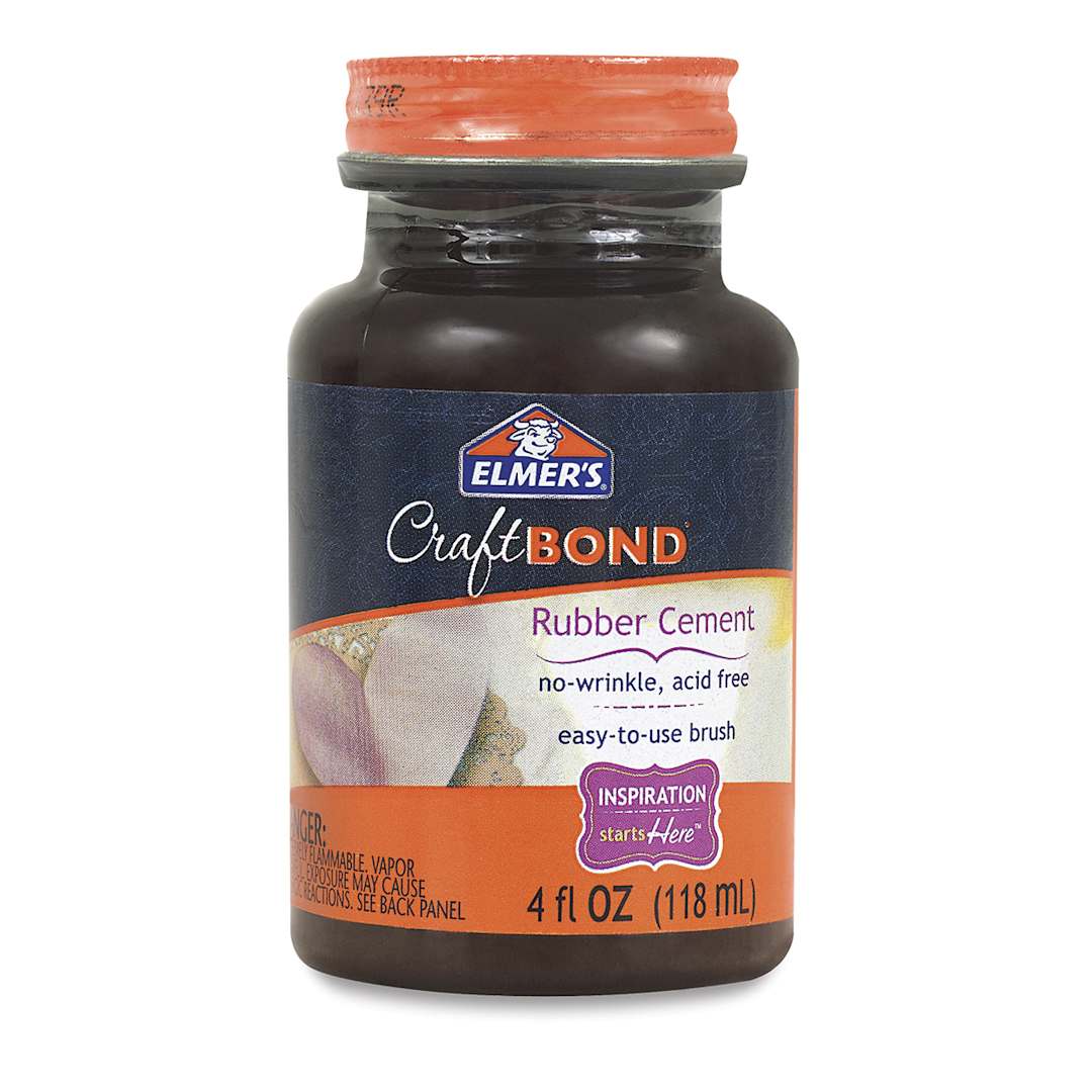 Open in modal - Elmer's CraftBond Rubber Cement - Front of 4 oz bottle 

