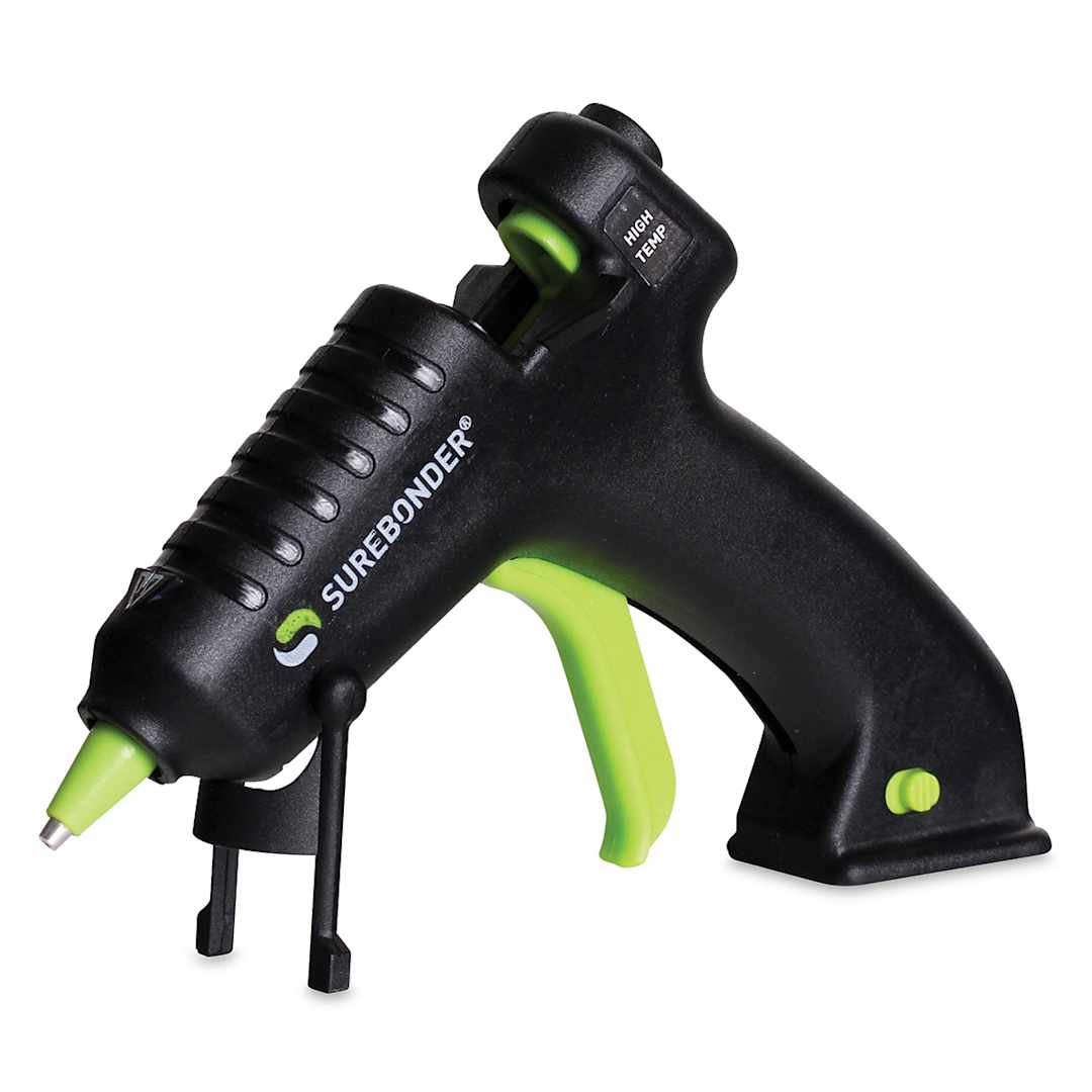Open in modal - Surebonder Mini Cordless USB Glue Gun - Angled Glue gun shown on stand
