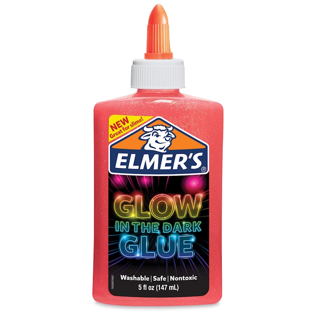 Open in modal - Elmer's Glow in the Dark Glue - Front of 5 oz Bottle of Pink Glue shown