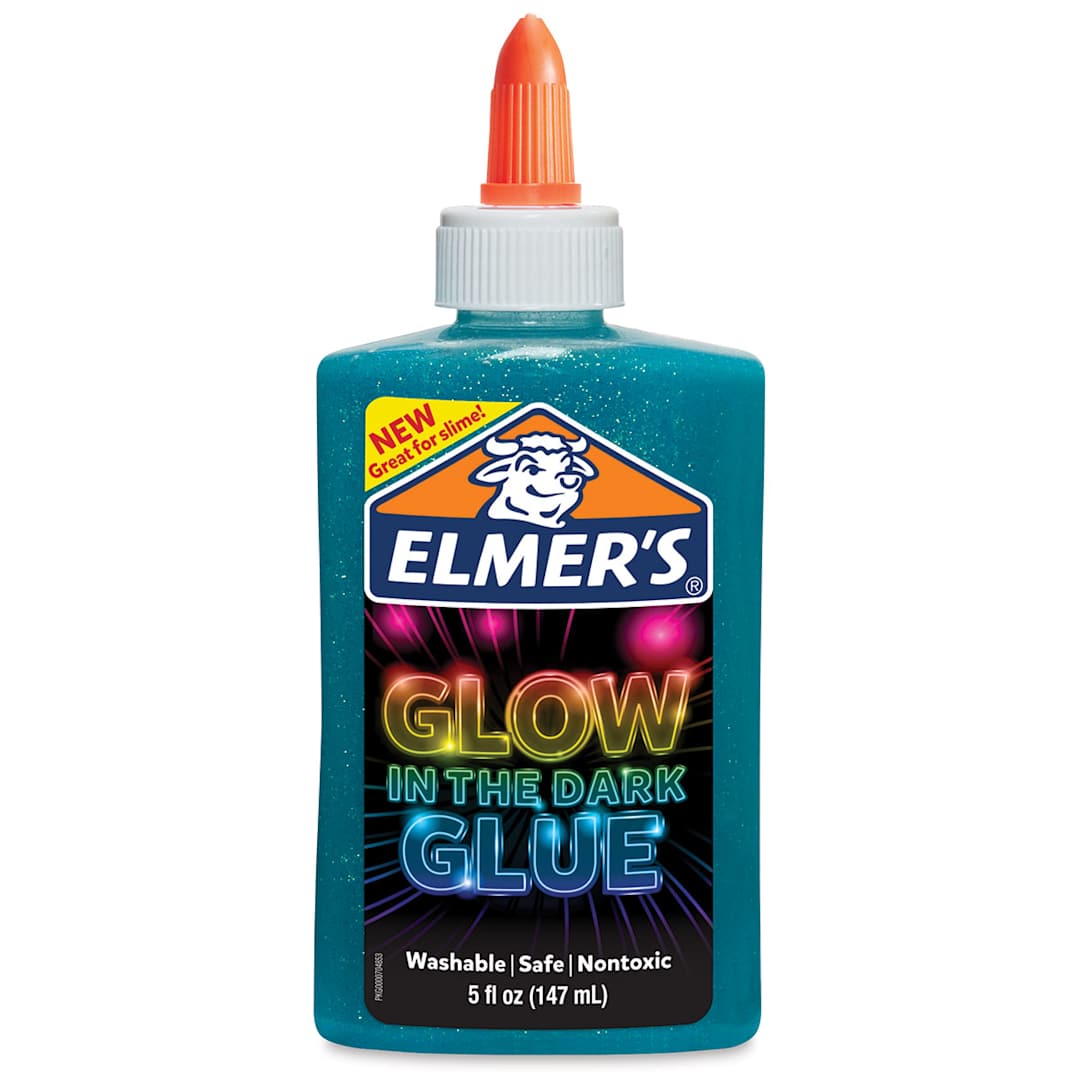 Open in modal - Elmer's Glow in the Dark Glue - Front of 5 oz Bottle of Blue Glue shown