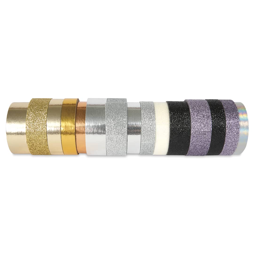Open in modal - Scotch Washi Tape - Metallic Glitter Colors, Set of 15
