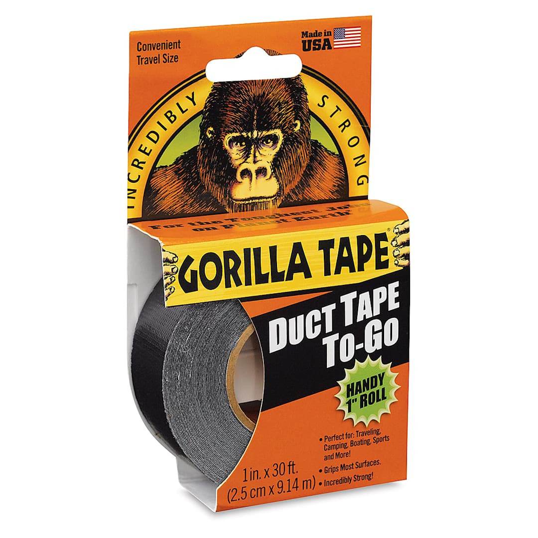 Open in modal - Gorilla Tape - Angled view of Black Roll shown in package