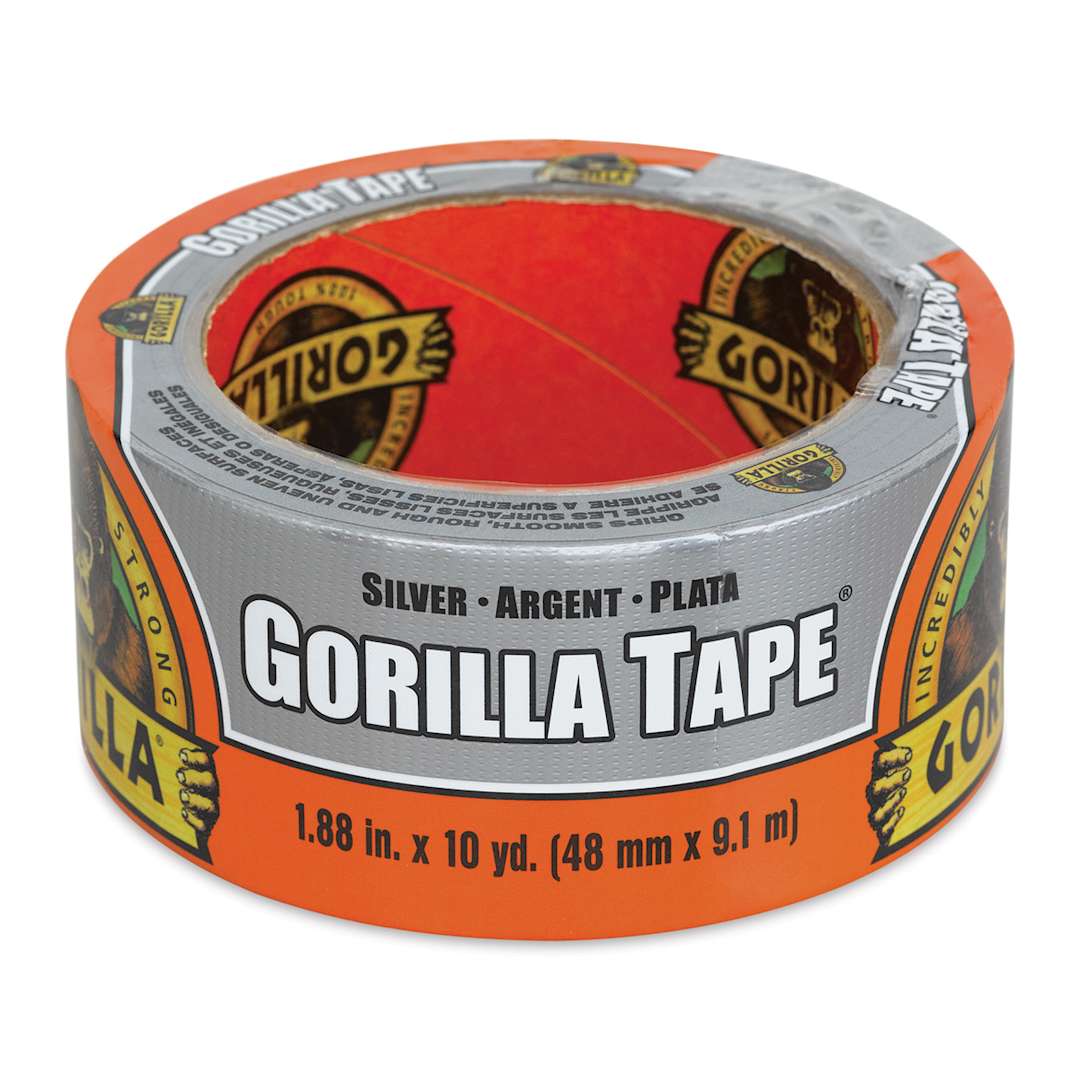Open in modal - Gorilla Tape - Front view of Silver roll in shrink wrap package