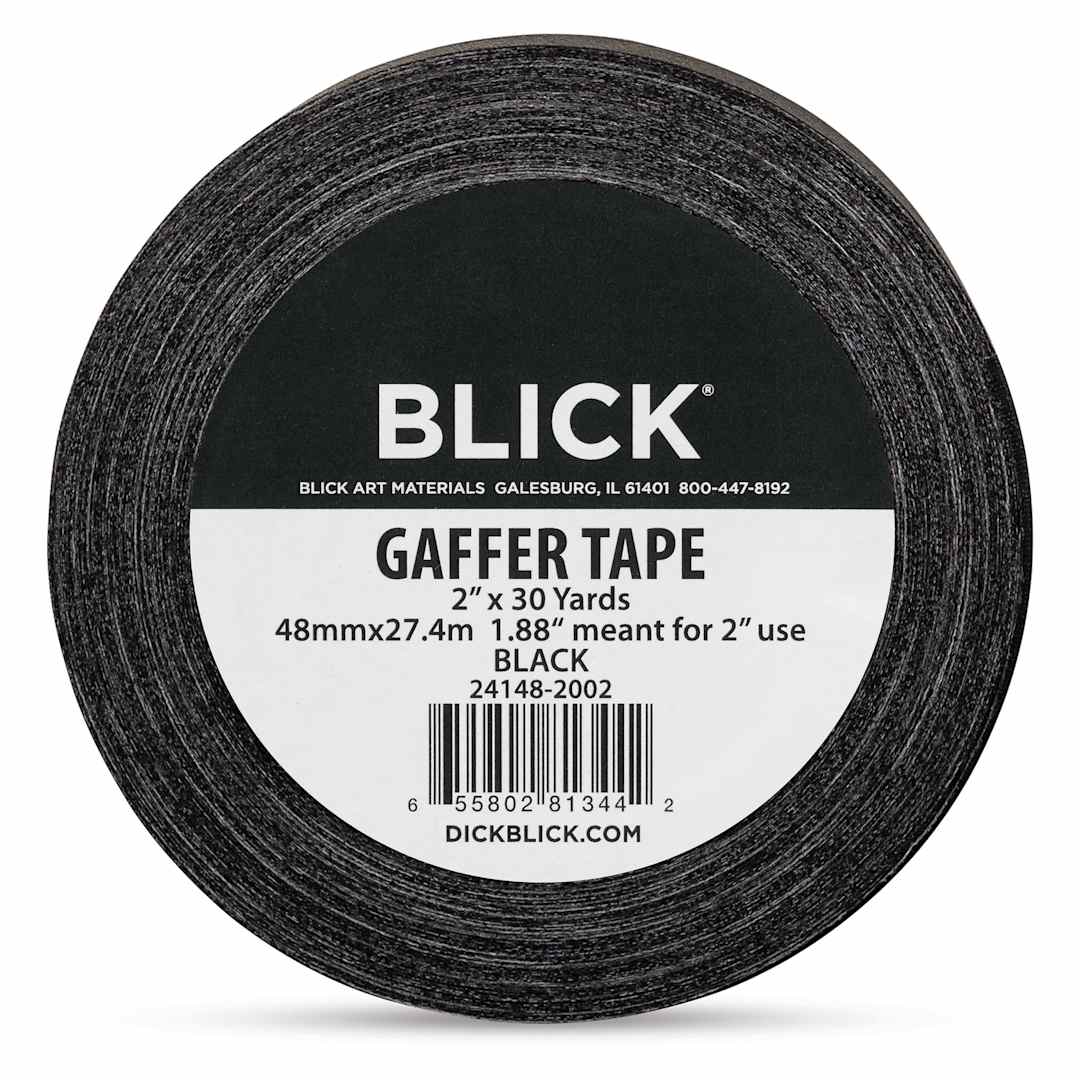 Open in modal - Blick Gaffers Tape - 2" x 30 yds, Black (Front of packaging)