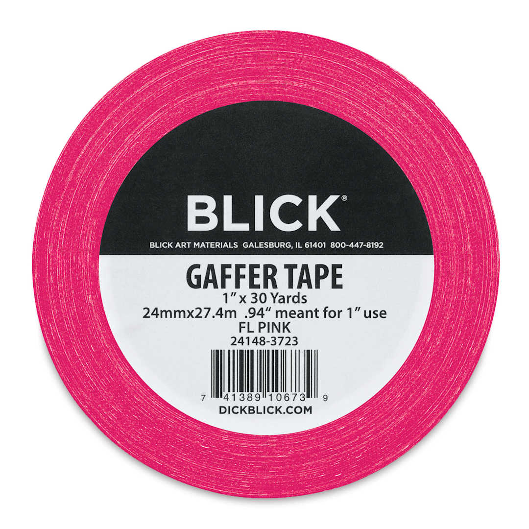 Open in modal - Blick Gaffers Tape - 1" x 30 yds, Fluorescent Pink (Front of packaging)