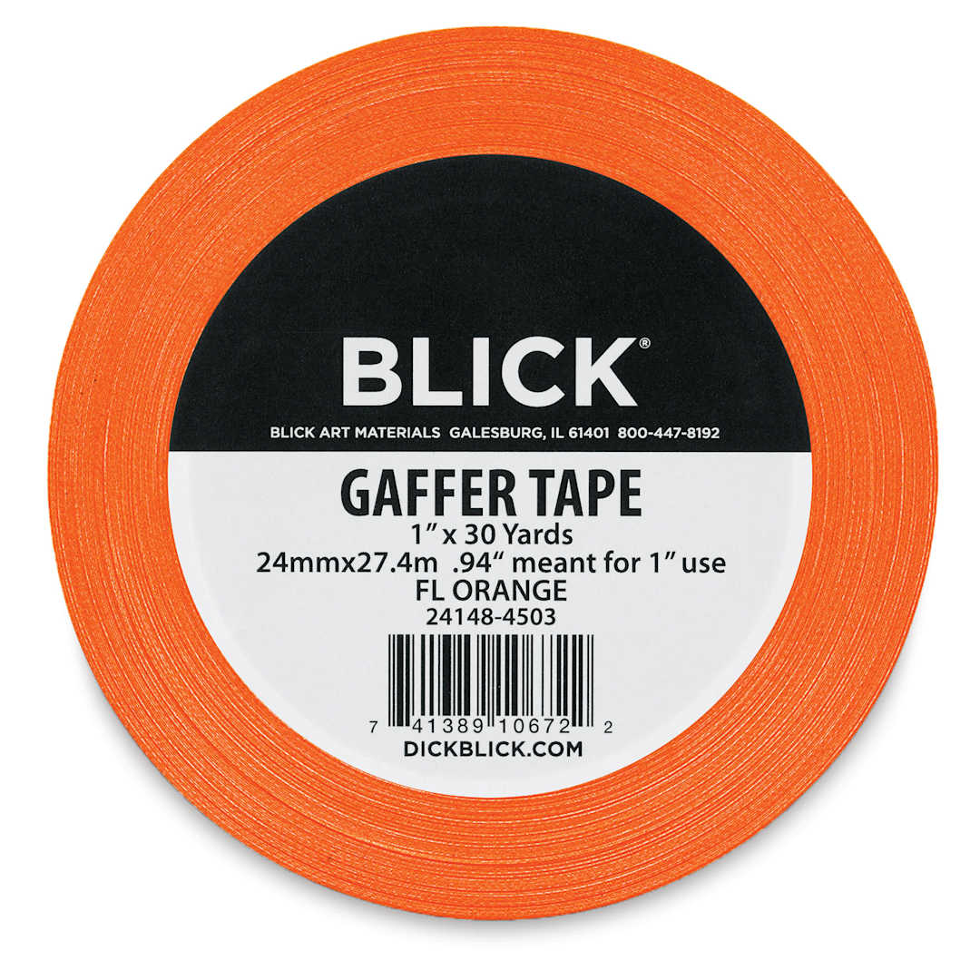 Open in modal - Blick Gaffers Tape - 1" x 30 yds, Fluorescent Orange (Front of packaging)