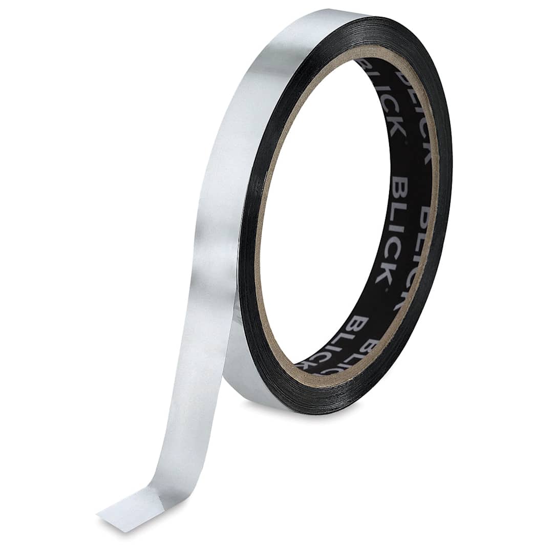 Open in modal - Blick Metallic Tape - Standing roll of Silver Metallic tape, slightly unrolled