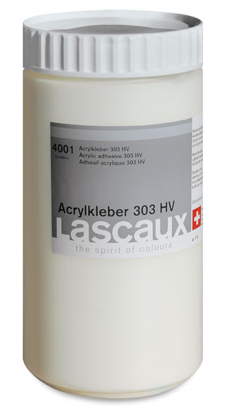 Open in modal - Lascaux Acrylic Adhesives - Front of bottle of 303HV Adhesive

