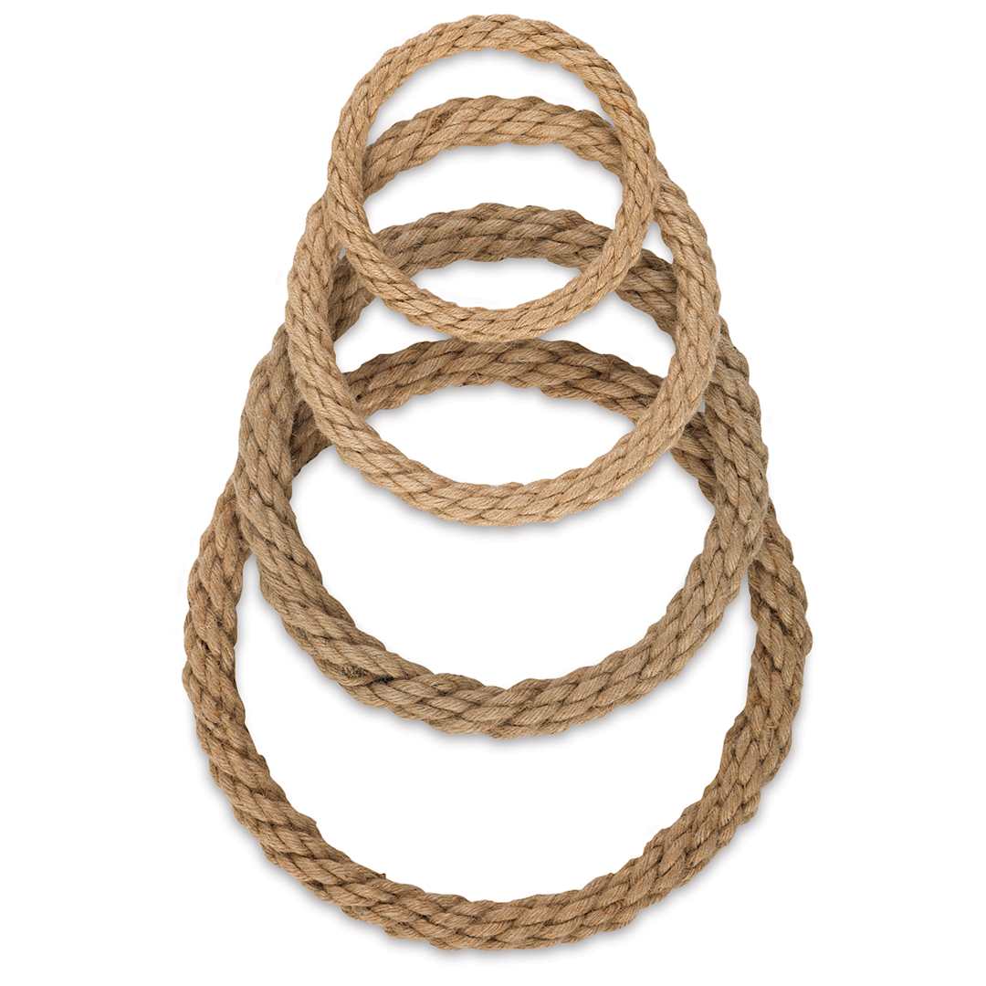Open in modal - Natural Jute Rope Wreath - 4 diameters of Wreath shown together