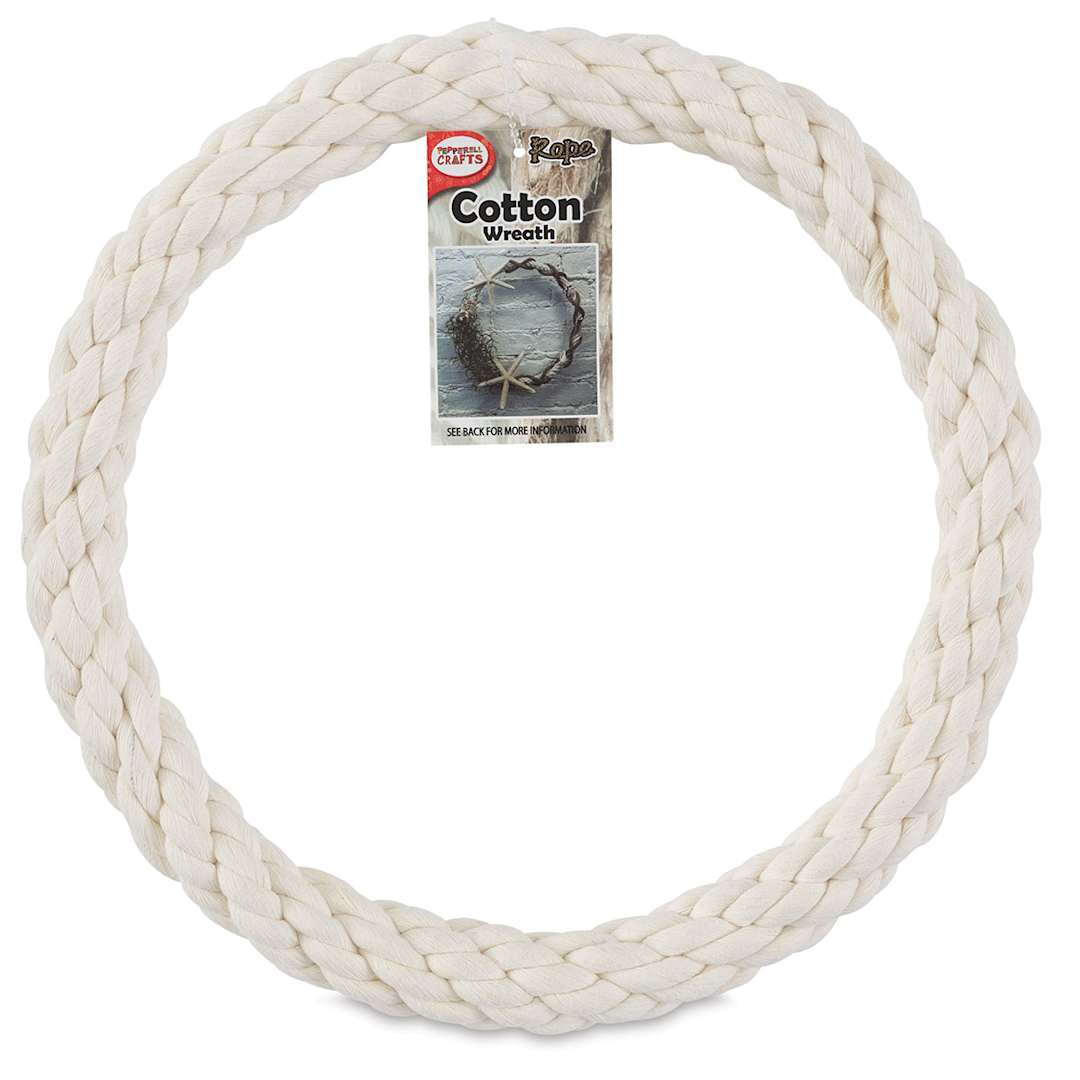 Open in modal - Pepperell Craft Natural Cotton Rope Wreath - Single Wreath with label
