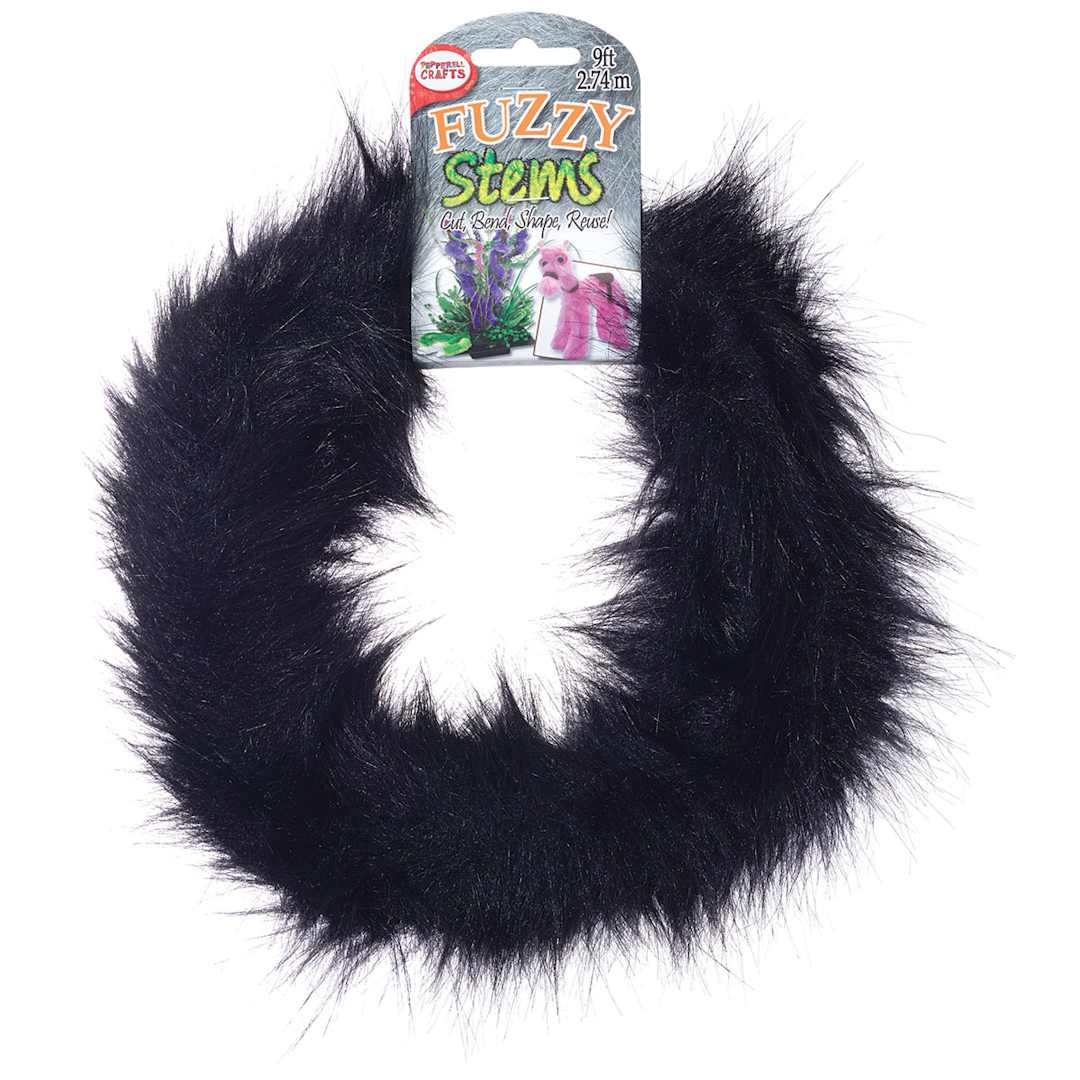 Open in modal - Pepperell Craft Fuzzy Stems - 9 Ft Roll of Black wire on hanging label