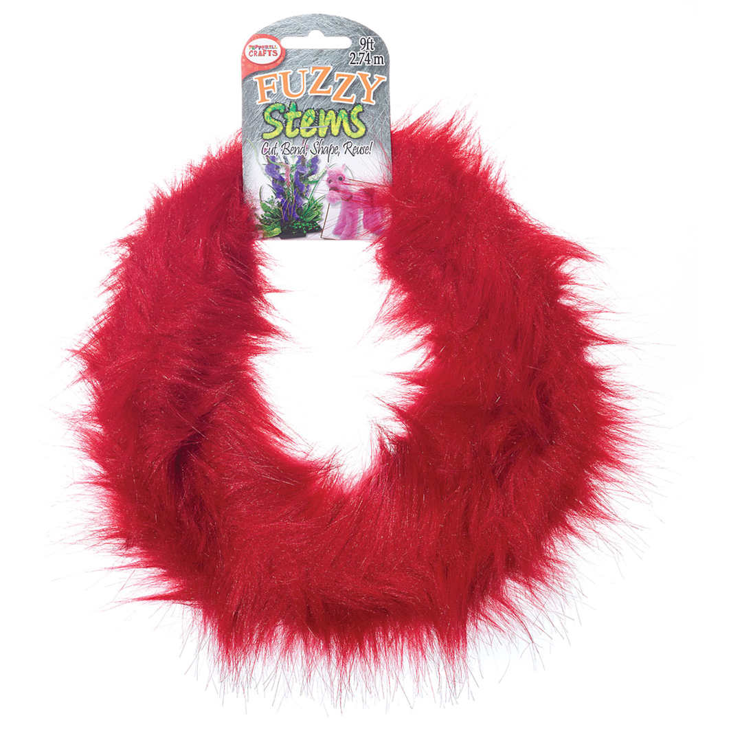 Open in modal - Pepperell Craft Fuzzy Stems - 9 Ft Roll of Red wire on hanging label
