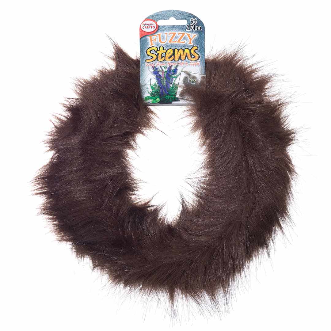 Open in modal - Pepperell Craft Fuzzy Stems - 9 Ft Roll of Brown wire on hanging label