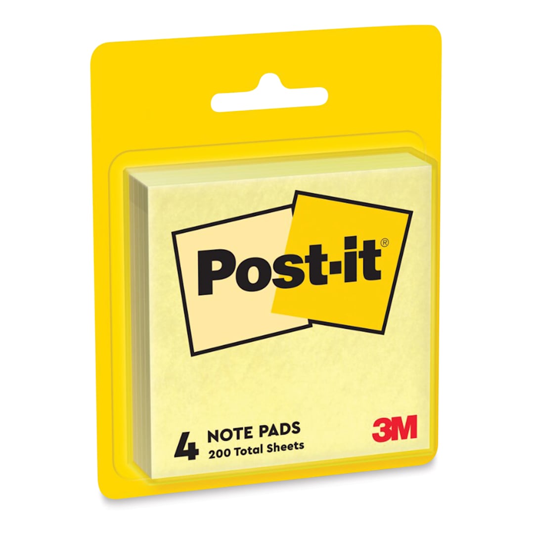 Open in modal - Post-it Notes - Pkg of 4, Canary Yellow, 3" x 3"