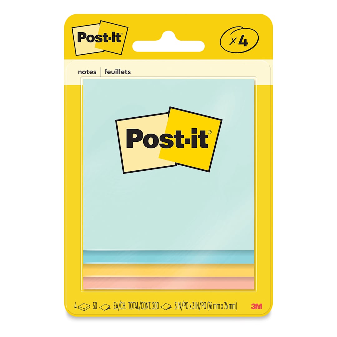 Open in modal - Post-it Notes - Pkg of 4, Beachside Cafe, 3" x 3" front of packaging