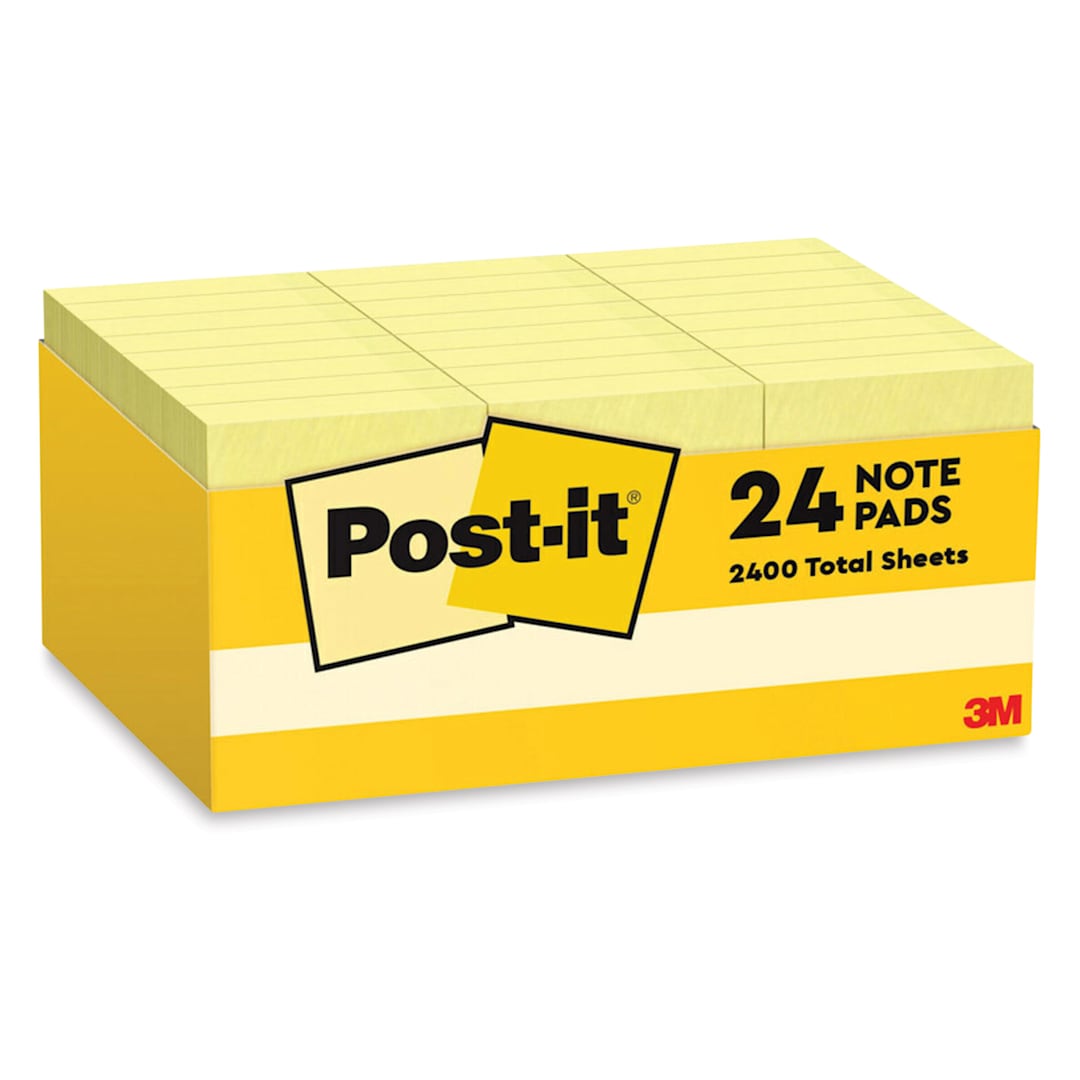 Open in modal - Post-it Notes - Pkg of 24, Canary Yellow, 1-3/8" x 1-7/8" front of packaging