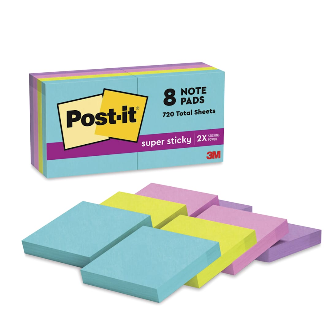Open in modal - Post-it Super Sticky Notes - 1-7/8" x 1-7/8", Supernova Neons Collection, Blank, Pkg of 8