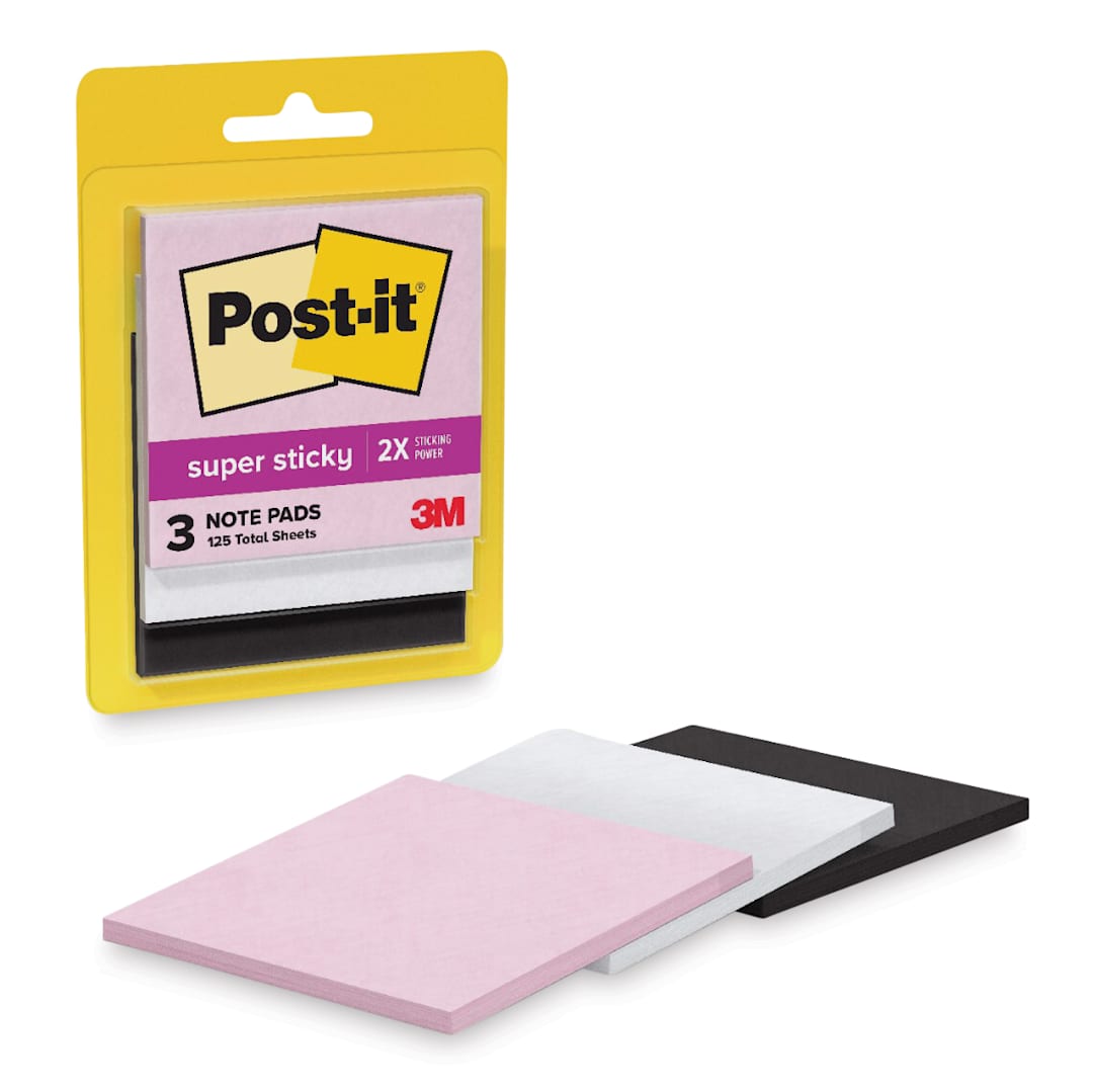 Open in modal - Post-it Super Sticky Notes - Pkg of 3, 3" x 3", Simply Serene Collection, Blank